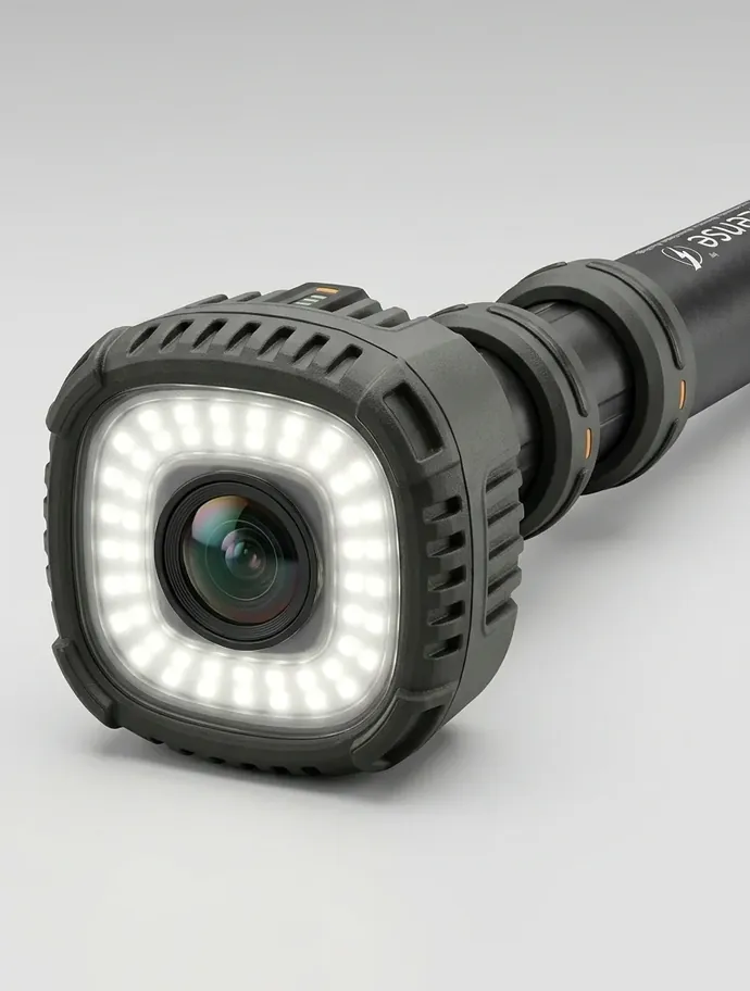 StormLense™ camera module close-up showing precision lens and LED ring